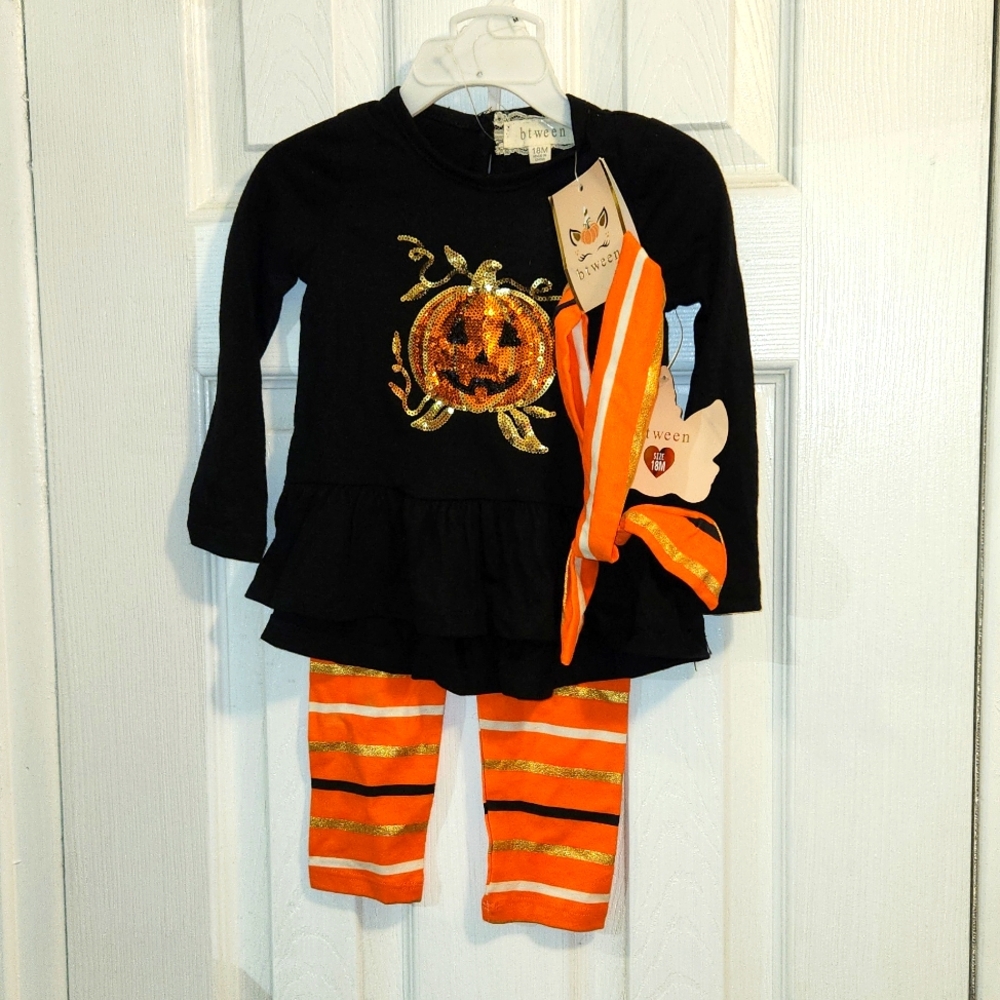 Toddler girl 18 month Halloween outfit with headband